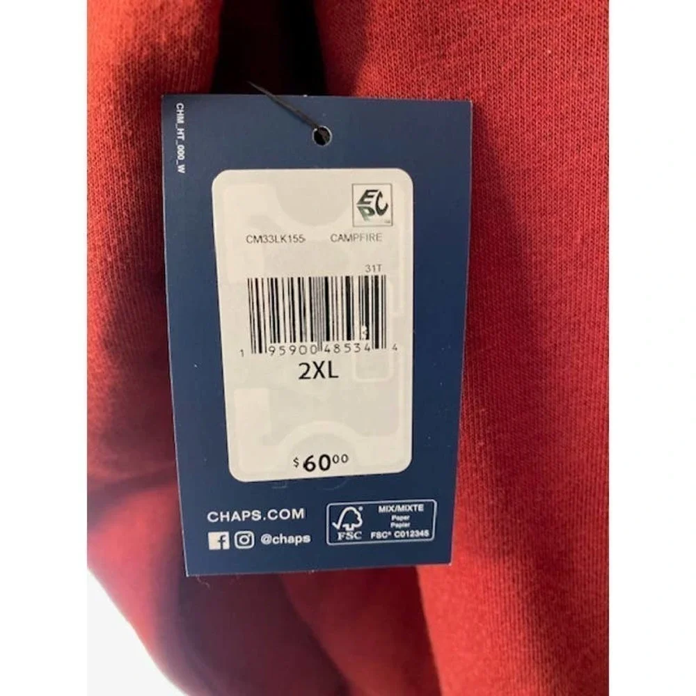 Chaps The Everyday Fleece 1/4 Zip Shirt XXL Dark Red NWTs